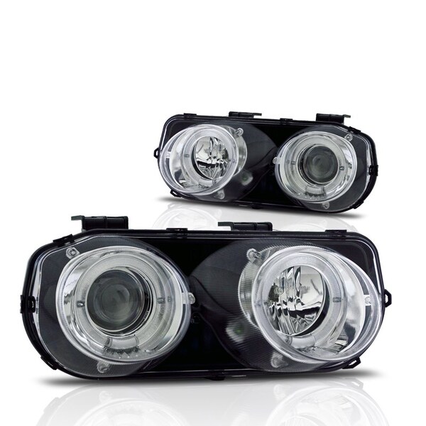Winjet Halo Projector Head Lights - Chrome / Clear CHWJ-0216-C - main